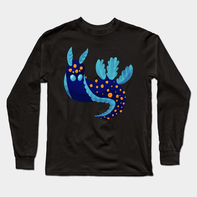 Cute Blue Alien Sea Slug Long Sleeve T-Shirt by narwhalwall